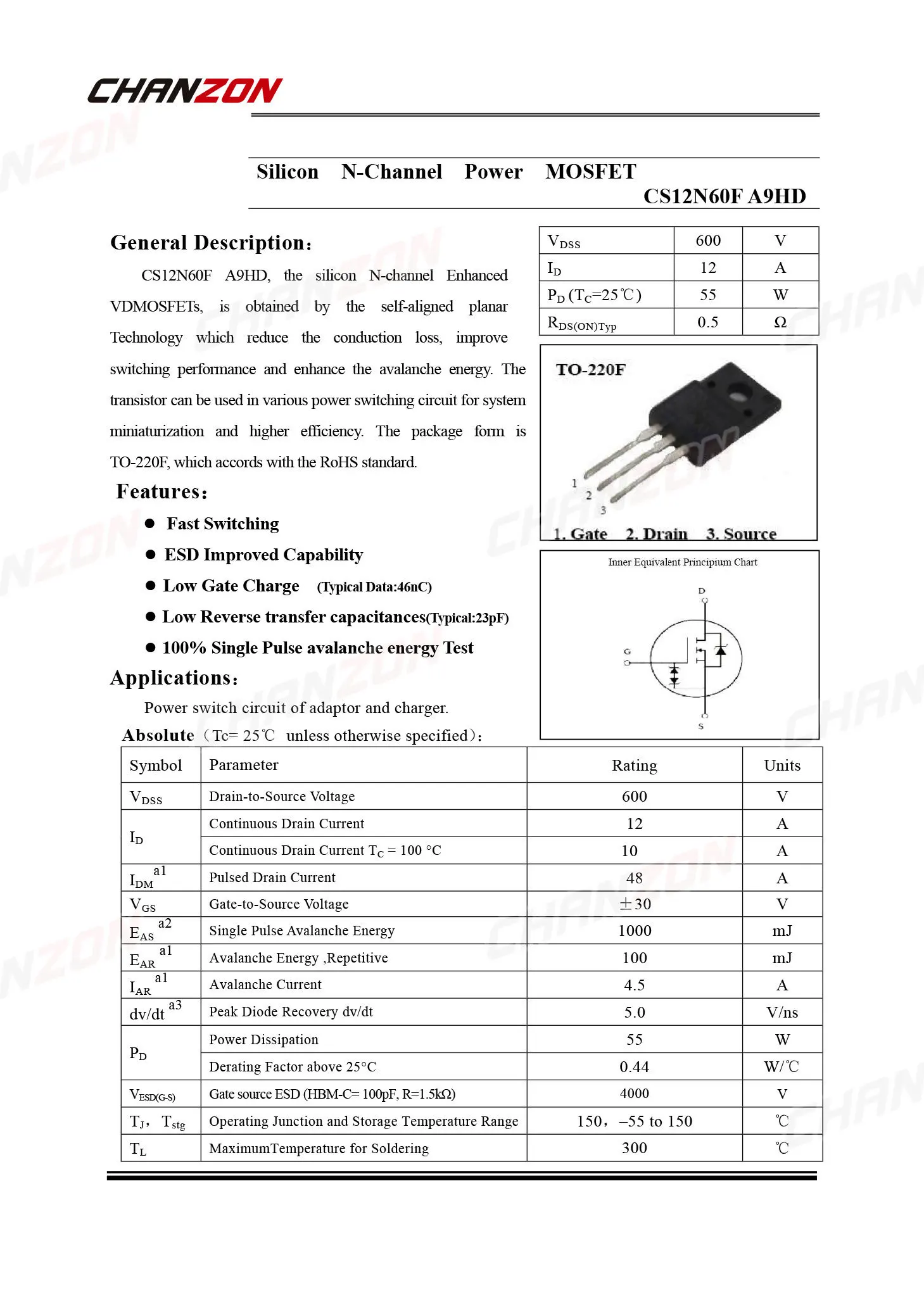 tríodo 12n60 para canal mosfet bipolar, transistor