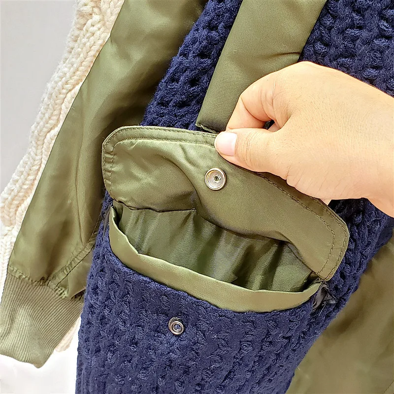 TVVOVVIN New Fashion Autumn Jacket Women Hooded Collar Contract Color High Street Loose Casual Tide Knit Coat Female B728