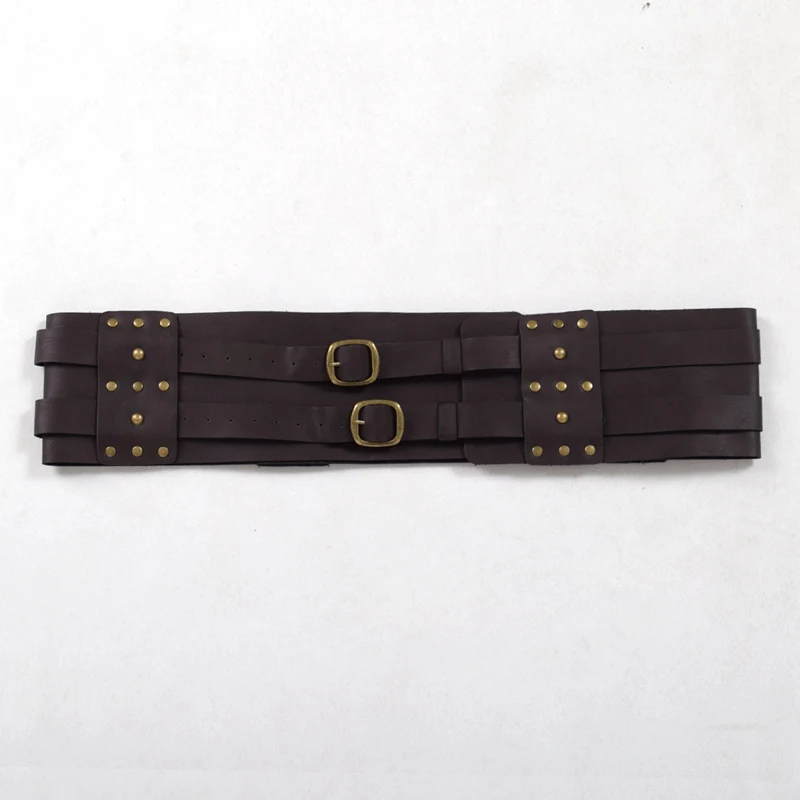 Средневековый широкий ремень в стиле стимпанк с заклепками и двойной талией для