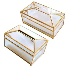 Европейский стиль, металлическая зеркальная коробка для салфеток, геометрический держатель для полотенец, салфеток, контейнер для автомобиля, украшение для дома, Декор для дома