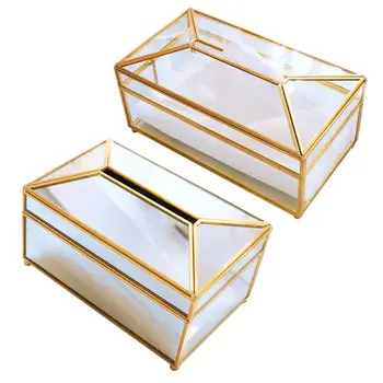 

European Style Metal Mirror Tissue Box Geometric Towel Napkin Container Holder Car Home Decoration Home Decor