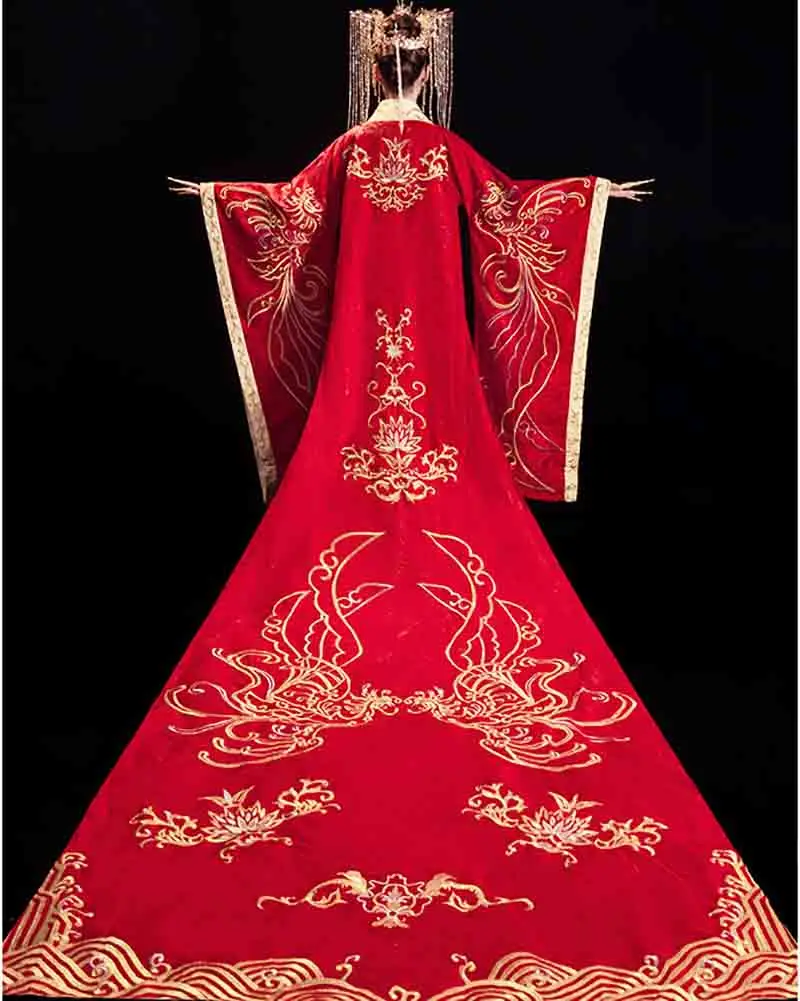 Gran Descuento 8 De Descuento Hanfu Bordado Tradicional Chino De Lujo Para Boda Vestido De Cola Rojo Nupcial Hanfu Para Hombres Mujeres Traje De Cosplay Para Parejas