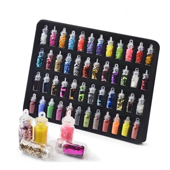 

Limegirl 48 Bottles/Set Nail Art Sequins Glitter Powder Manicure Decoral Tips Polish For Nails Stickers Mixed Design Case set