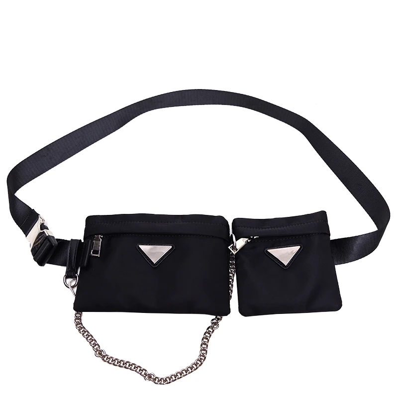 Black waist bag Сумка для женщин, поясная сумка,, водонепроницаемая нейлоновая поясная сумка, унисекс, для путешествий, нагрудный ремень, сумки, мини, модная цепочка, маленький кошелек, сумка для телефона - Цвет: Black waist bag