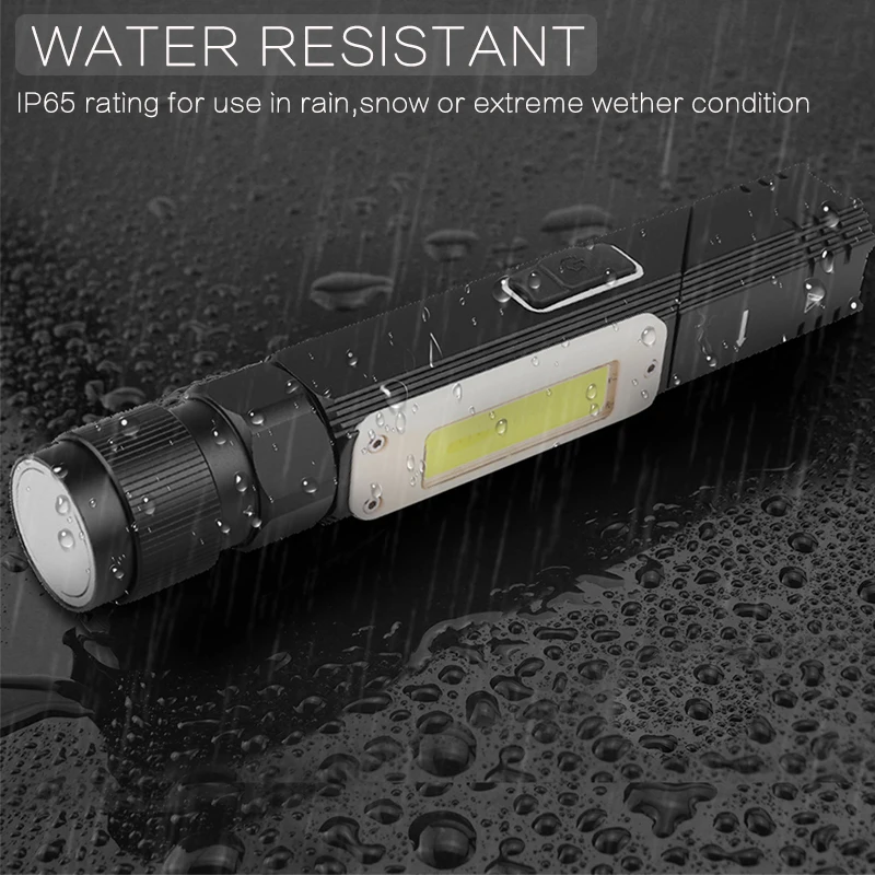 High lume Handfree Tactical Flashlight Dual Fuel 90 Degree Twist Rotary Clip Rechargeable Super Bright 5 Modes LED Torch Outdoor