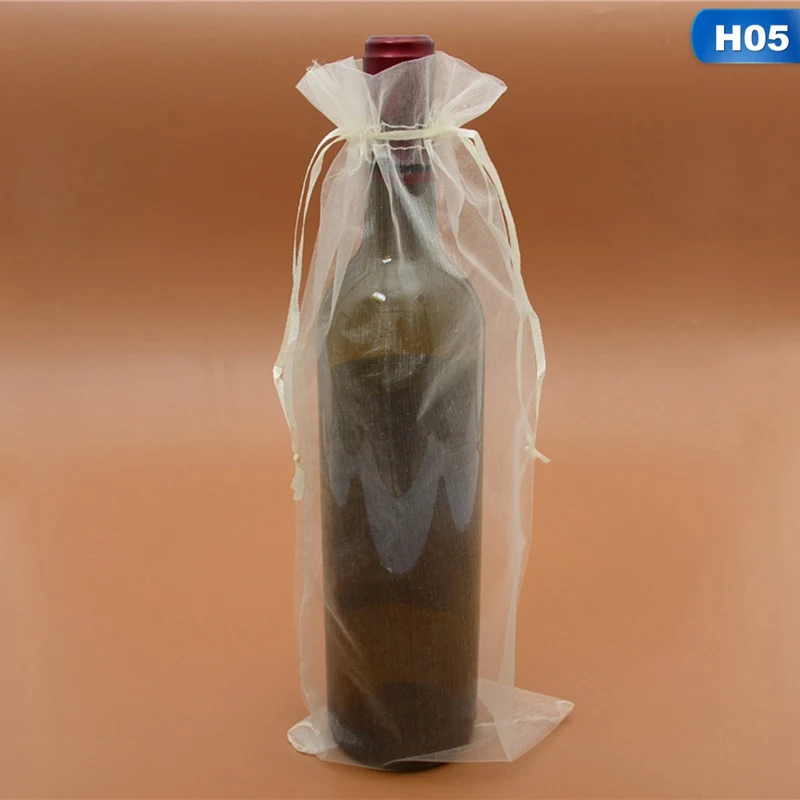 10 шт./компл. из органзы крышки бутылки вина Обёрточная бумага подарочные пакеты дома Свадебная вечеринка Украшения пакет праздничные принадлежности