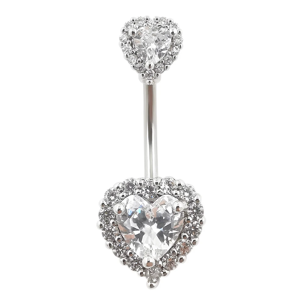 1-14g 7/16 Heart Purple Prong Set CZ 316L Surgical Steel Dangle Belly...