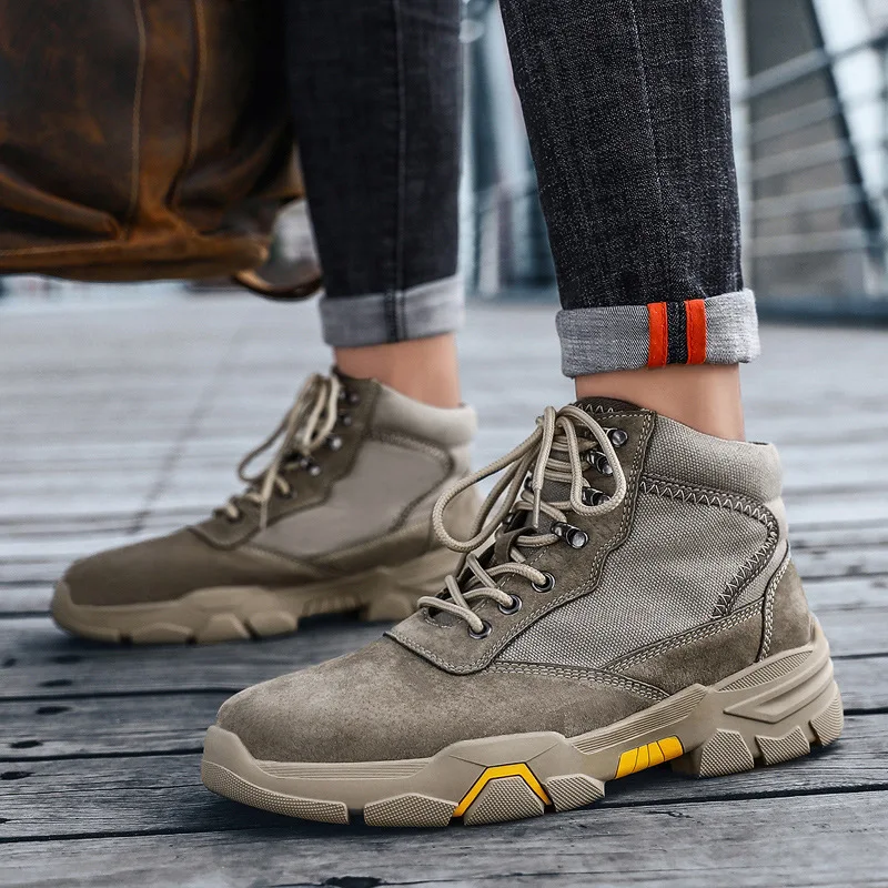 

Martin Boots Men's Hight-top Korean-style Fashion Winter plus Velvet MEN'S SHOES Versatile Worker Boot England Men's 46 Large Si