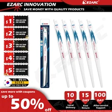 Ezarc 5 pces 150/225/300mm reciprocating lâmina de serra bi metal cobalto sabre viu lâminas para demolição de madeira 6tpi r622dh r922dh r1222dh