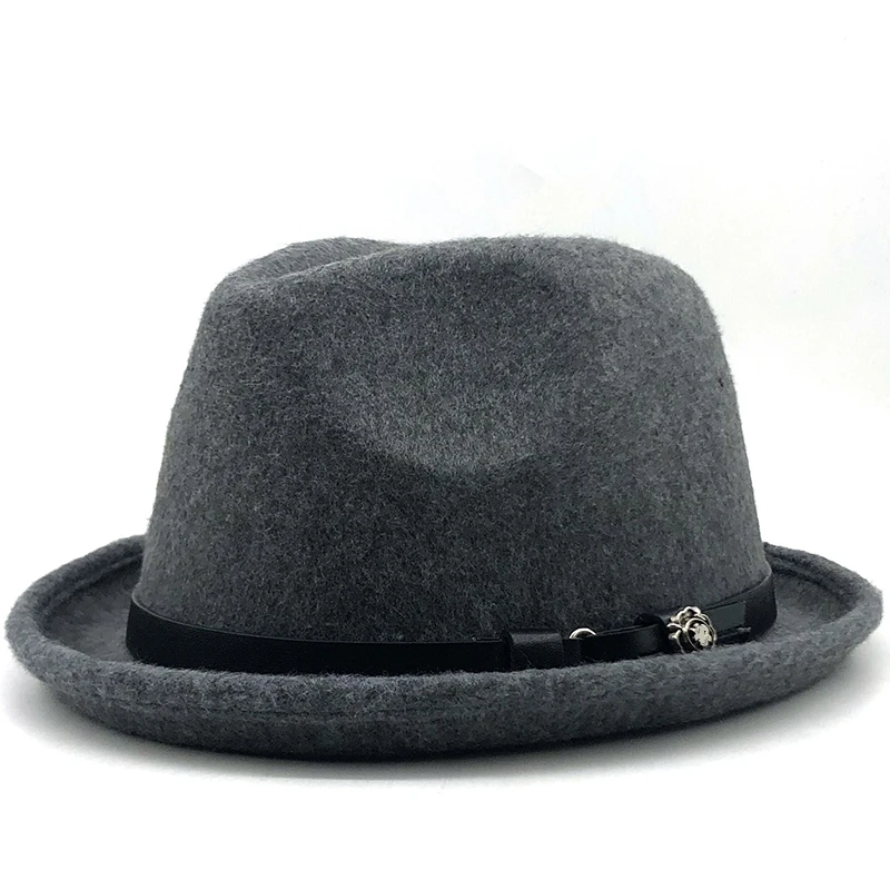 Simple Men's Felt Fedora Hat for Gentleman Winter Autumn Church Roll Up Brim Homburg Dad Jazz Hat 1