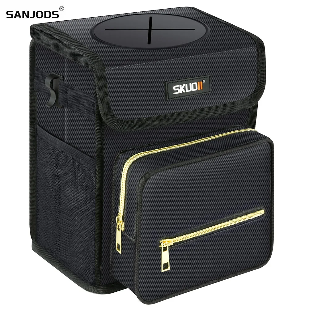 Car Trash Can Car Trash Bag SANJODS Car Trash Can Bin Waterproof Foldable Garbage Bags Tissue Storage Box Multifunction Auto Organizer Interior Car
