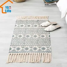 Ковер из хлопка и льна, тканый ковер с кисточками, напольный коврик, дверной гобелен для спальни, декоративное одеяло, чайный ковер для гостиной