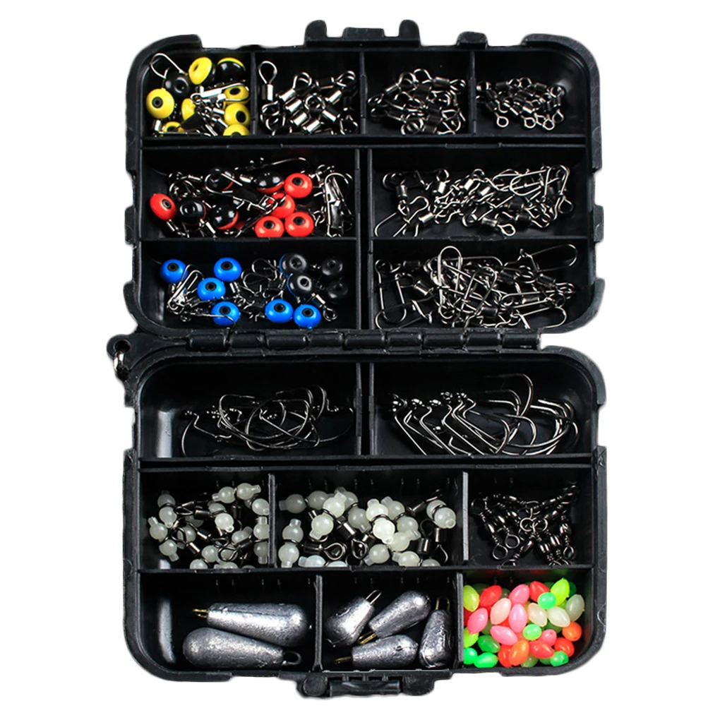 1 Accessories Set 177 шт. рыболовный крючок шарнирный соединитель бусины приманка грузила коробка Карп набор рыболовных аксессуаров набор снастей - Цвет: 1 Accessories Set