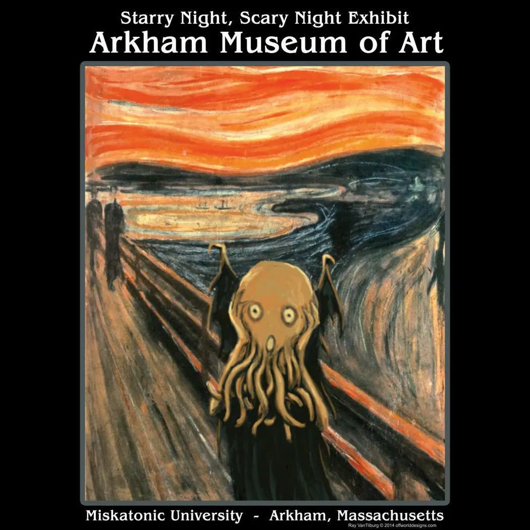 

T-Shirt The Scream Cthulhu Edvard Munch Arkham HP Lovecraft OffWorld Designs