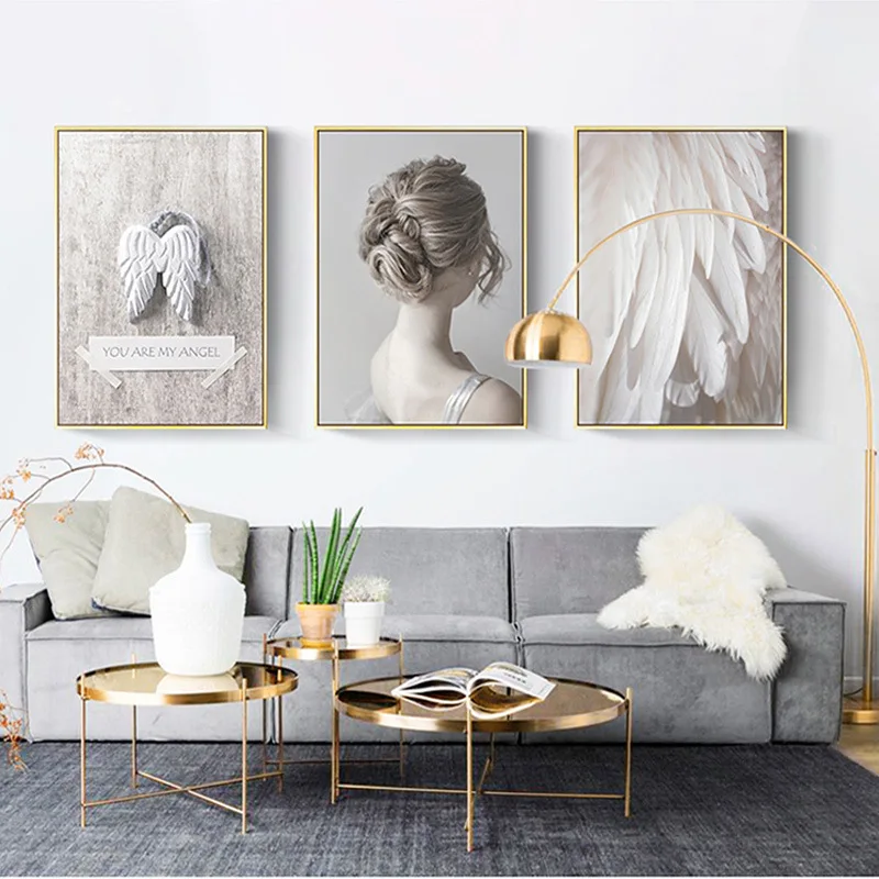 

Northern European-Style INS Beautiful Living Room Decorative Painting Modern Minimalist Bedside Shop Hanging Painting Restaurant