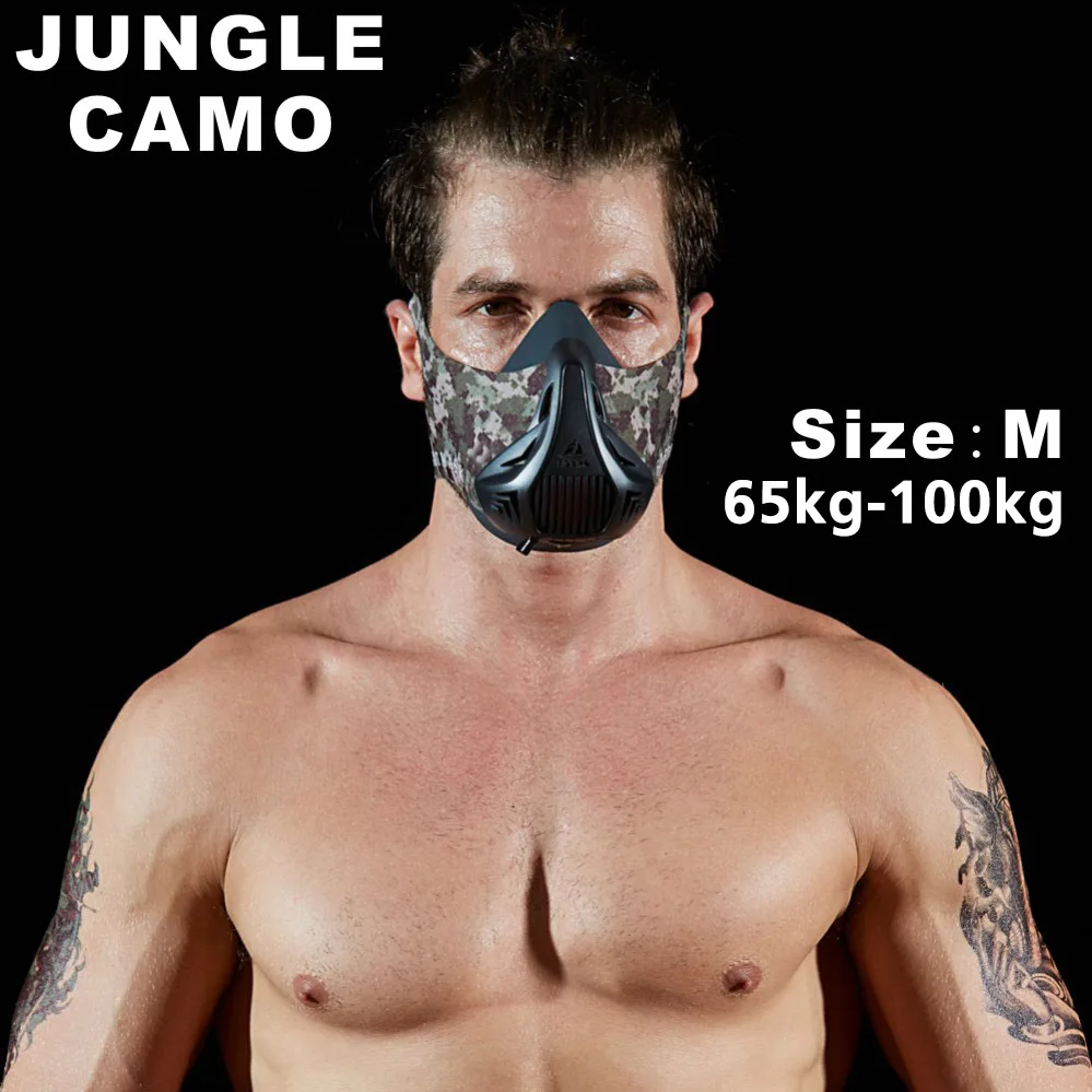 FDBRO Спортивная маска для бега, тренировочная маска для фитнеса, тренажерного зала, тренировок, велоспорта, высокой высоты, тренировочная маска, 3,0 - Цвет: jungle camo M