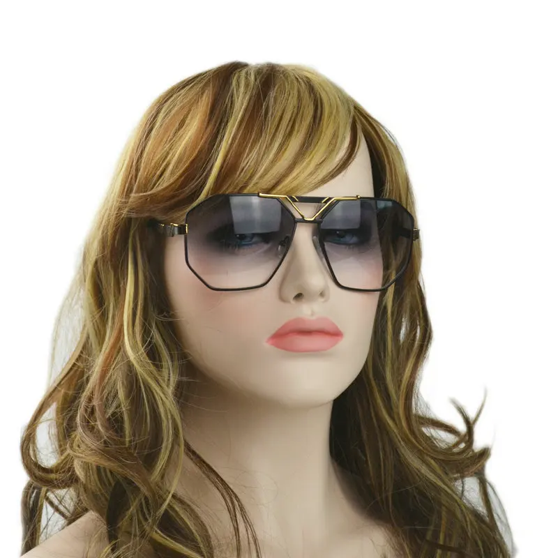 Oversized Gradient Sunglasses Fashion Ladies Metal Frame Sun Glasses Women Mask Style Shield Driving goggles Sun Glasses FML