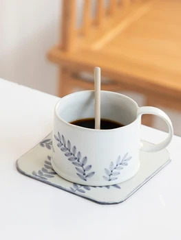 

Japanese style handmade rough pottery coffee cup saucer dish creative water milk breakfast mug gift set