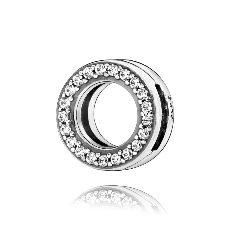 winter 925 Sterling Silver Reflexions Circle of Pavé Clip Charms fit Original Bracelet Gift for DIY Jewelry | Украшения и
