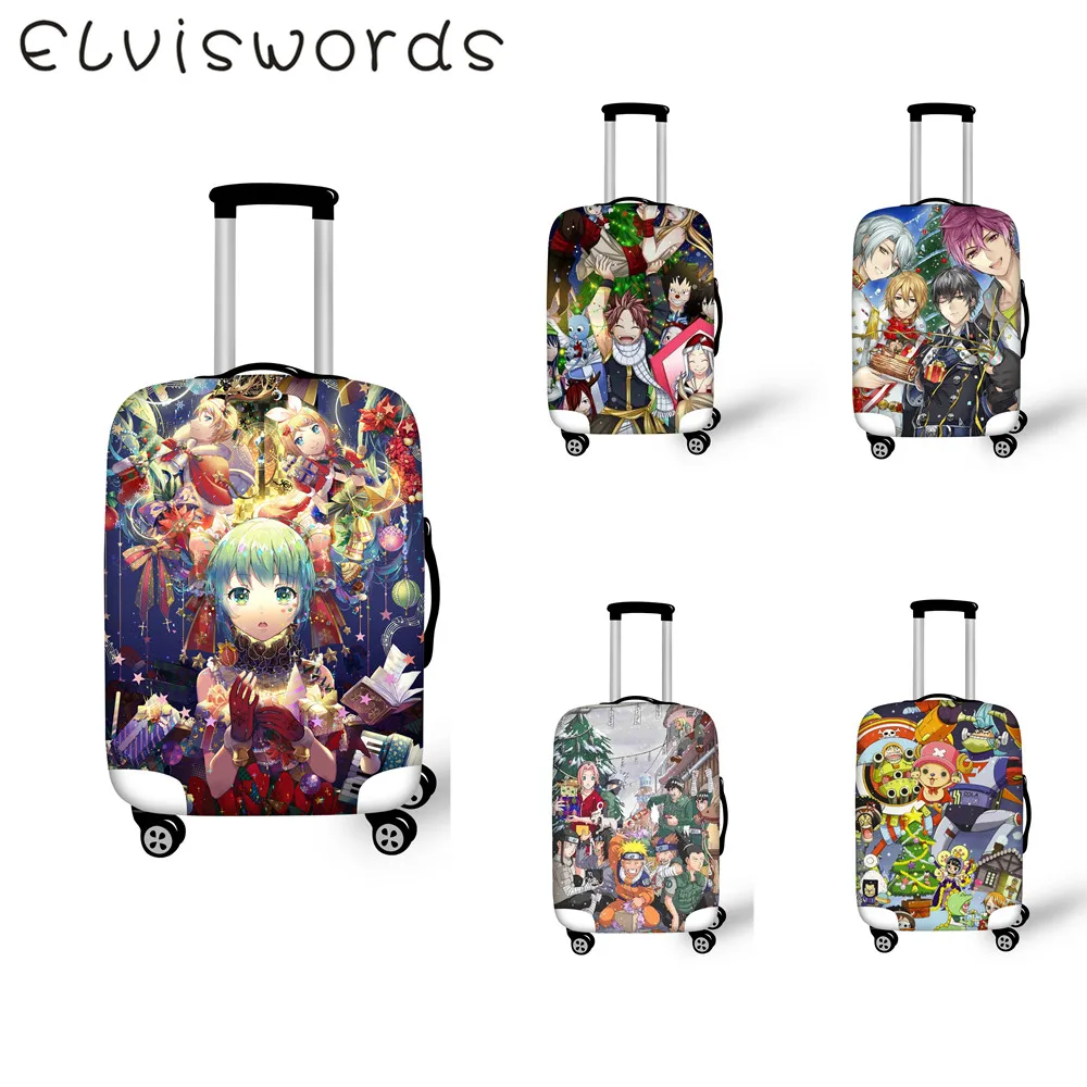 

ELVISWORDS Luggage Cover Anime avatar Christmas Elastic dustproof Cover Size 18-32 inch Travel goods Luggage tag funda maleta