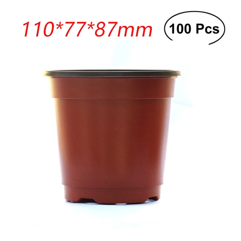 11x7.7x8.7cm 100 шт пластиковые горшки для сада, горшок для рассады, контейнер для растений, набор 9*6*8 см/3,5*2,4*3,1 дюймов, цветочный горшок для растений - Цвет: 11x7.7x8.7cm