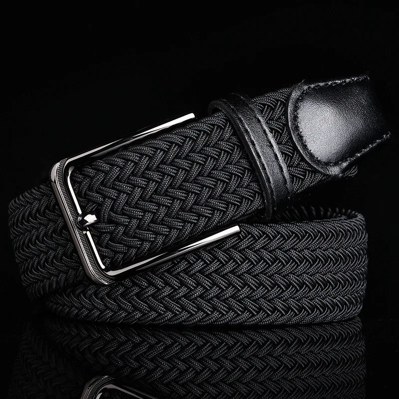 Canvas Belt Casual Men's Free Punch Pin Buckle Belt Lengthened Design 2022 New Trend Fashion Elastic Woven Elastic Pants Belt leisure women s woven belt fashion business travel workwear design waistband high quality campus youth needle buckle belt