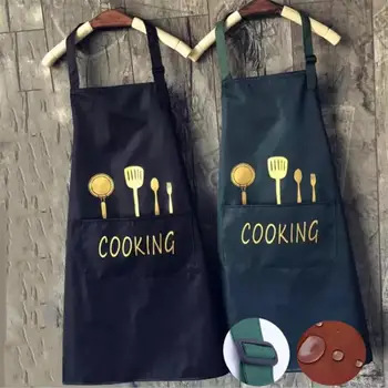 

Hand Towel Apron Waterproof and Oil Stain Kitchen Cooking Apron Knife Fork Picture Polyester Adjustable Baking Clean Home Tools