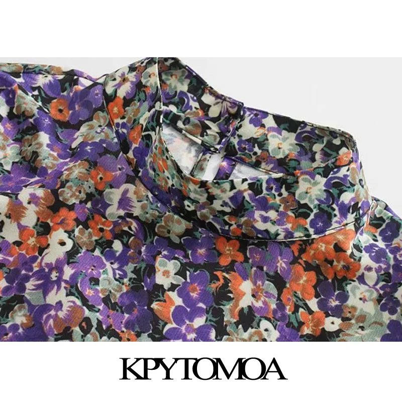 Vintage Elegant Floral Print Blouses Women 2020 Fashion Lantern Sleeve Side Zipper Office Wear Fema