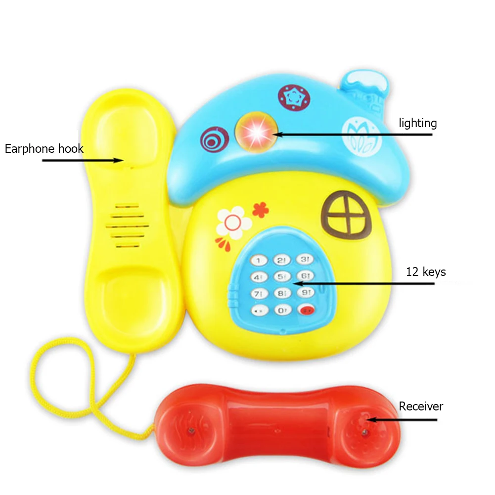 Cute Electronic Phone Toy Kid Musical Sound Early Educational Learning Cartoon Telephone Baby Gift Random Color