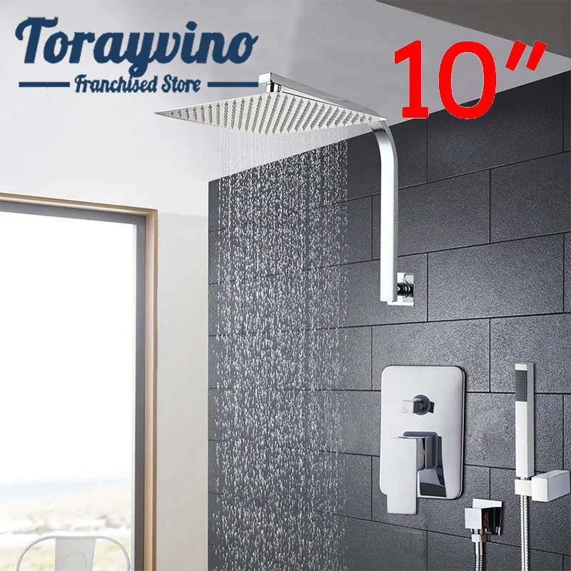 Torayvino душевой набор douche хромированное потолочное крепление 1" ультра-тонкий дождевой верхний душ с регулируемым клапаном горячая холодная миксер набор