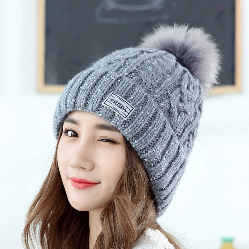 Новая модная женская и мужская зимняя вязаная шапка Skuilles Beanies для женщин Шапки Балаклава унисекс зимняя шапка мужская брендовая шапка - Цвет: gray