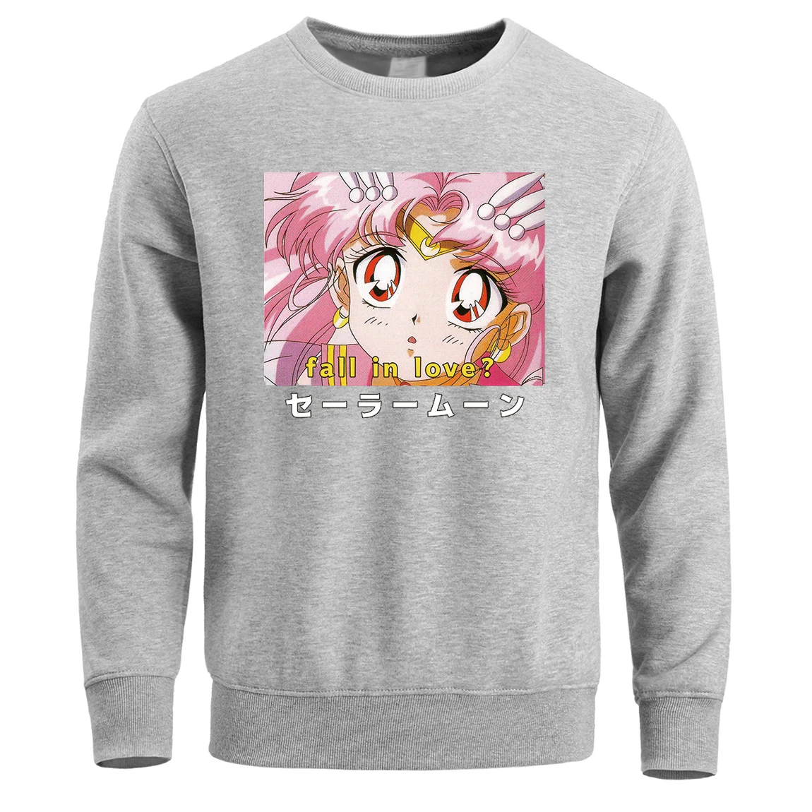 

Sailor Moon Sweatshirt Men Kawaii Japan Anime Crewneck Hoodies Sweatshirts Winter Fleece Warm Chibiusa Cute Pullover Streetwear
