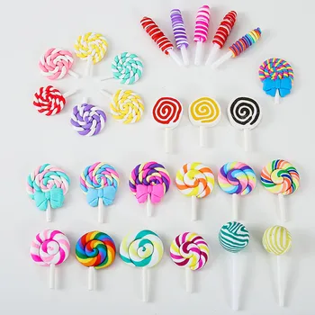 

28PCS Polymer Clay Lollipop Candy Colorful Slime Resin Charms Pendants Phone Decor Findings Jewelry Making Accessory