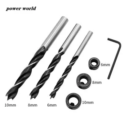 

3pcs/lot Drill Bit Carbon Steel Drill Bit with Limiter Locator Ring Depth Stop Collar Ring Positioner Hex Wrench Woodwork Tool
