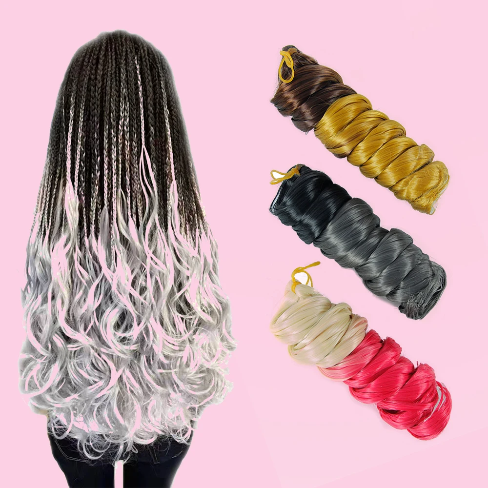 

22 Inches Ombre Braiding Hair Big Wave Curly Two-Color Mixed Crochet Braid Knitted Synthetic Hair Extension Curly Crochet Hair