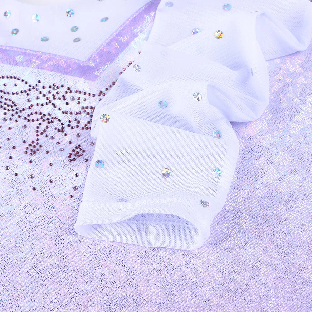 Long Sleeve Mesh Patchwork Leotards for Girls Toddler Kids Diamond Gymnastics Jumpsuit Bodysuit Teens Gymnastics Clothes