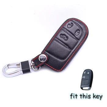 

3 Button Leather Car Remote Key Fob Holder Case Cover for Jeep Wrangler Liberty Patriot Grand Cherokee Dodge Magnum