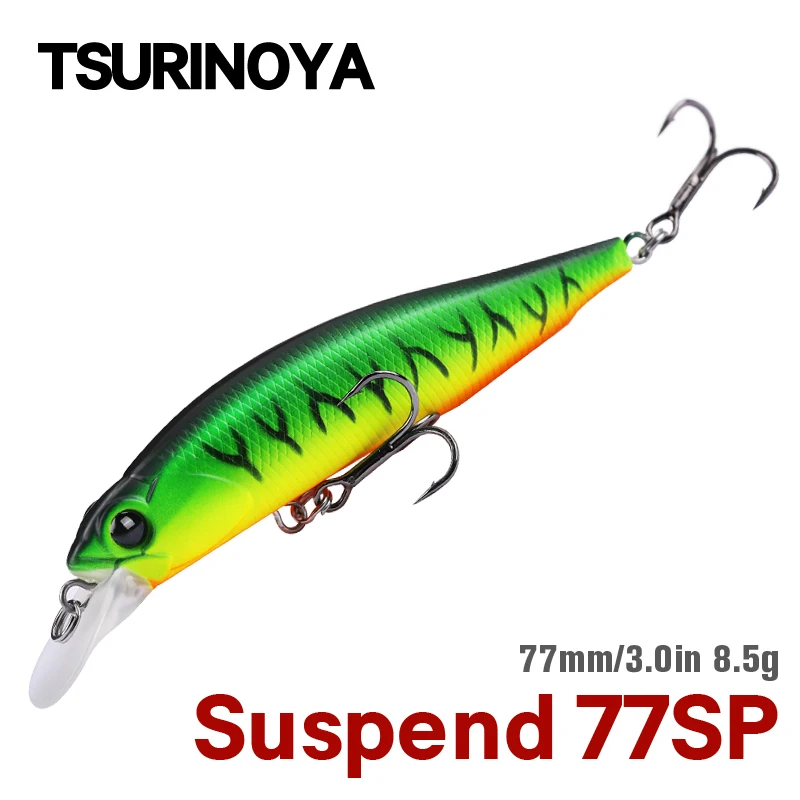 TSURINOYA 77SP Jerkbait 77mm 8.5g DW101 Suspending Minnow Pike Bass Fishing  Lure 0.7-0.9m Artificial Hard Bait Wobbler Crank