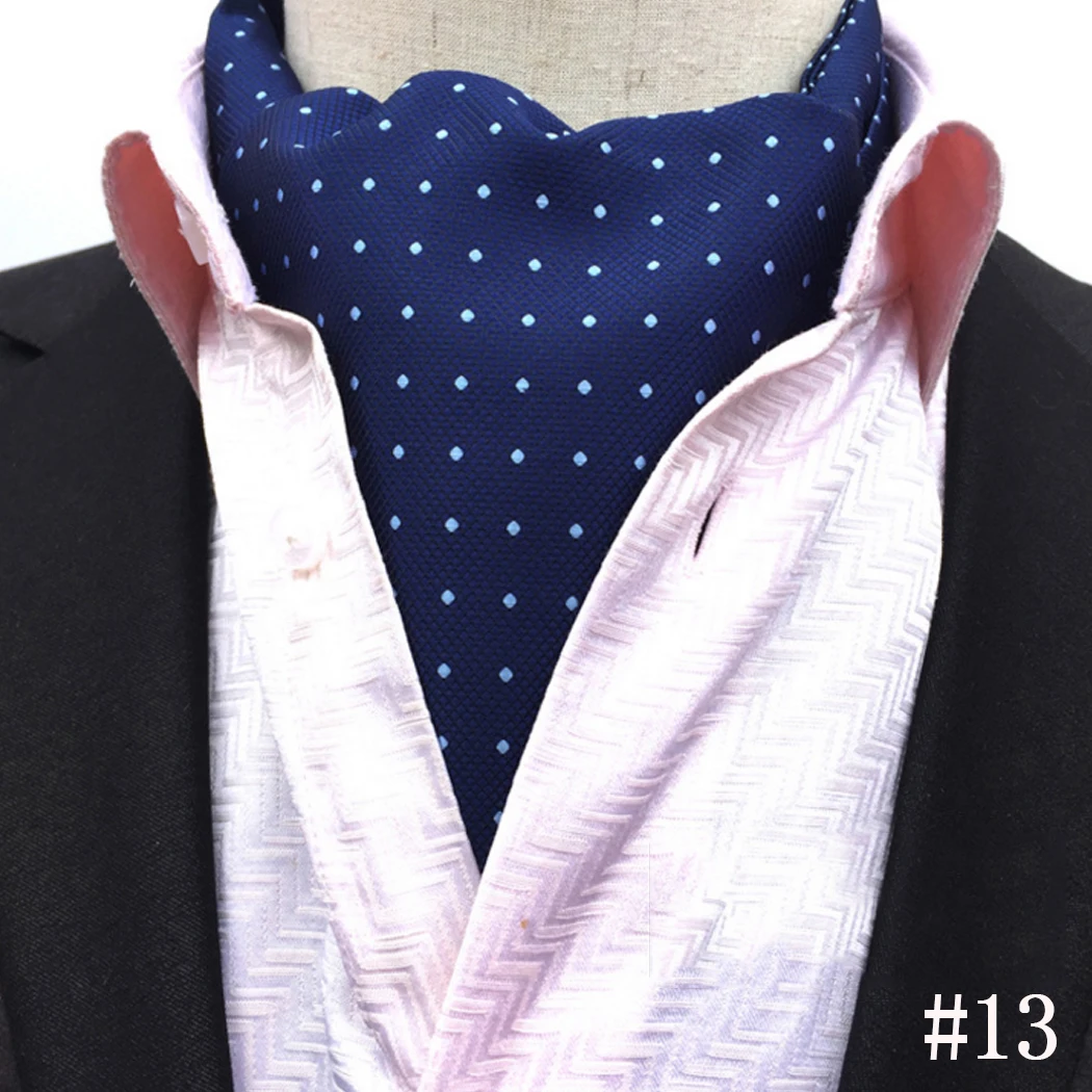 Аскотские галстуки для мужчин, свадебные узорчатые Галстуки, красные, серые, синие, черные жаккардовые Тканые Вечерние шарфы в деловом стиле - Цвет: 13