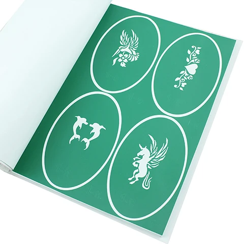 Folheto de Arte Ophir Padrões Reutilizáveis Airbrush Glitter Tatuagem Temporária Stencils Modelos Conjunto Ste1 100 6 Material escolar e de escritório