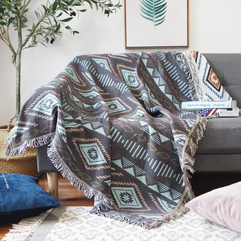 

European geometry blanket decorative protective sofa cover towel cobertor on sofa beds plane travel checkered stitching blankets