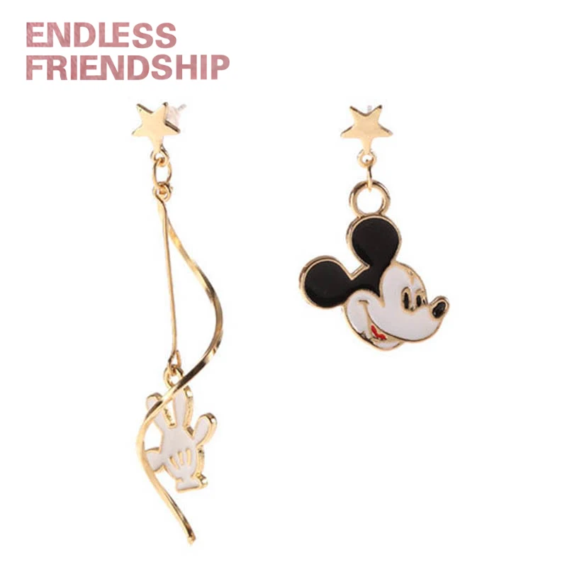 Бесконечные милые Золотые женские серьги в стиле аниме Микки и Минни для женщин и девочек, серьги-гвоздики, ювелирные изделия, Прямая поставка, подарок