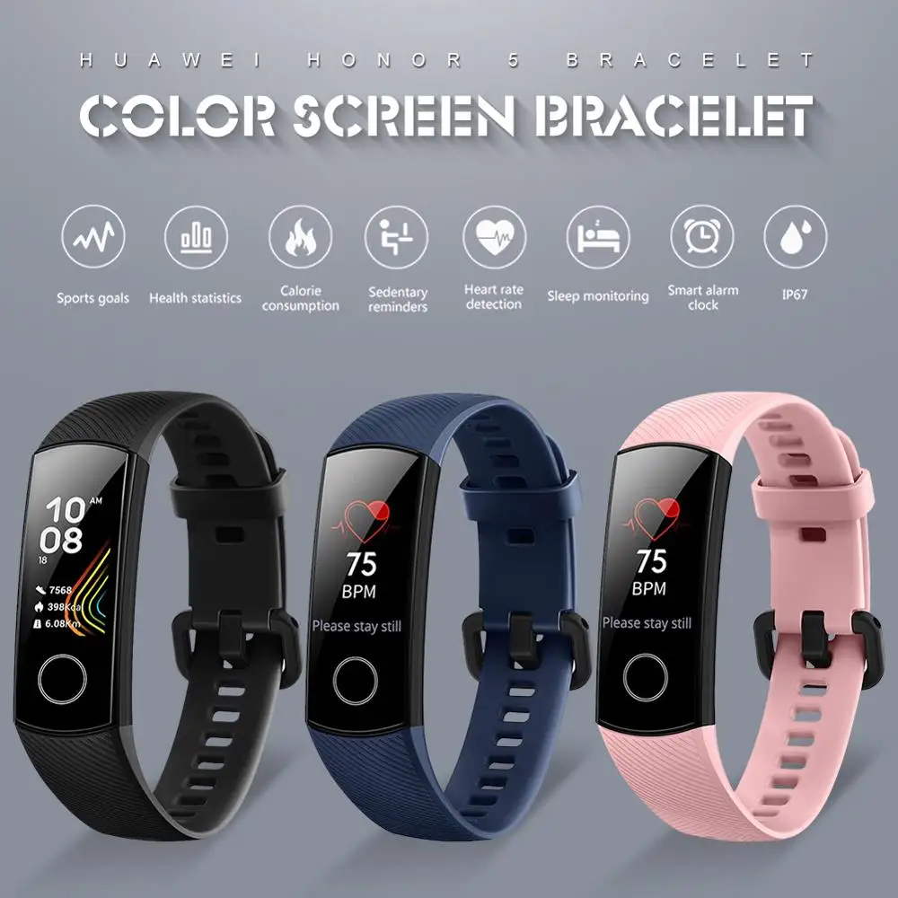  Original Huawei Honor Band 5 Smart Bracelet Color Screen Fitness Bracelet for Heart Rate Blood Oxyg - 4000096079249