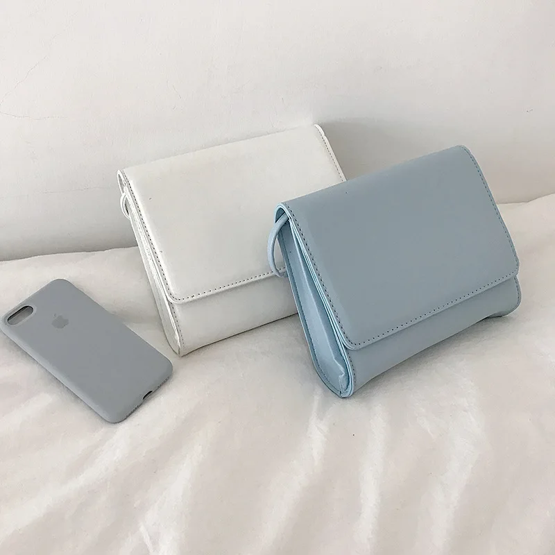 

New Style 2019 Bag Women's South Korea INS Minimalist Design White Square Bag CHIC Shoulder Oblique Square Sling Bag