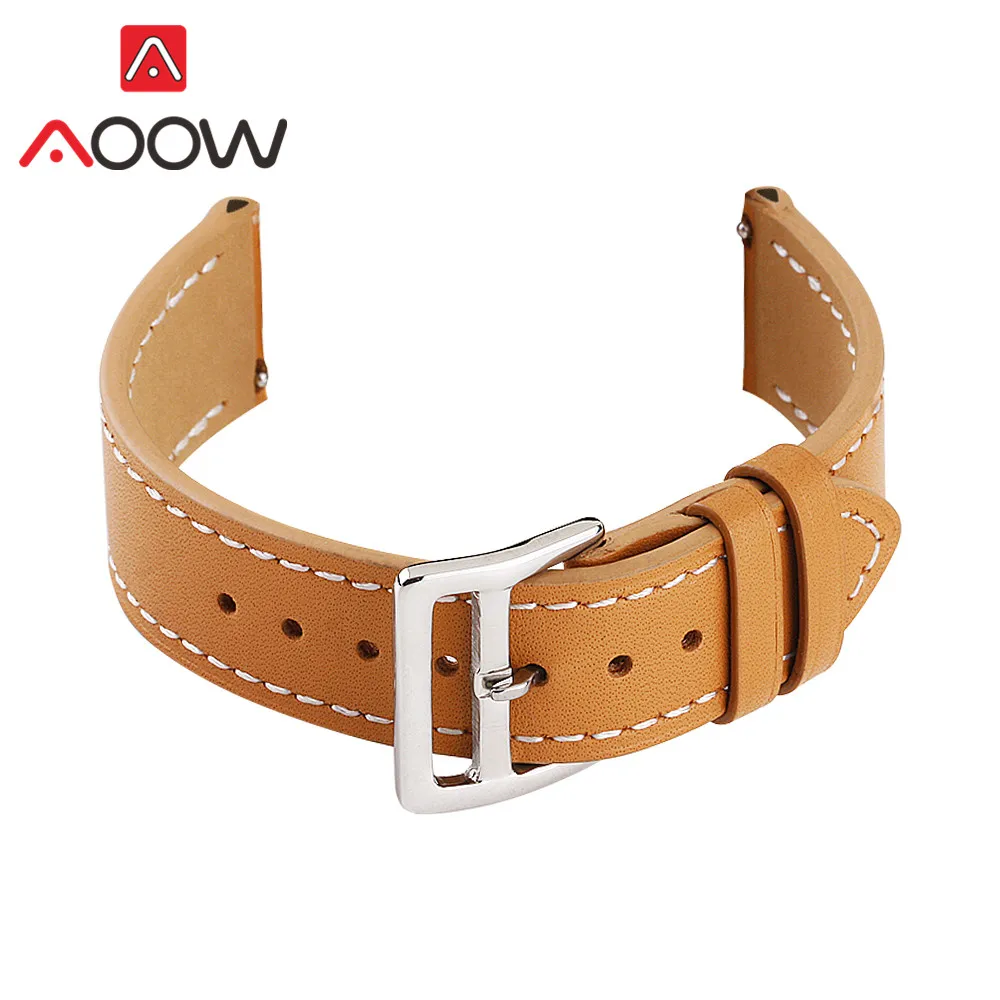 Brown 18 мм 20 мм 22 мм 24 мм ремешок из натуральной кожи для samsung Galaxy Watch Active2 42 мм 46 мм huawei GT 2 Amazfit браслет ремешок - Цвет ремешка: Brown