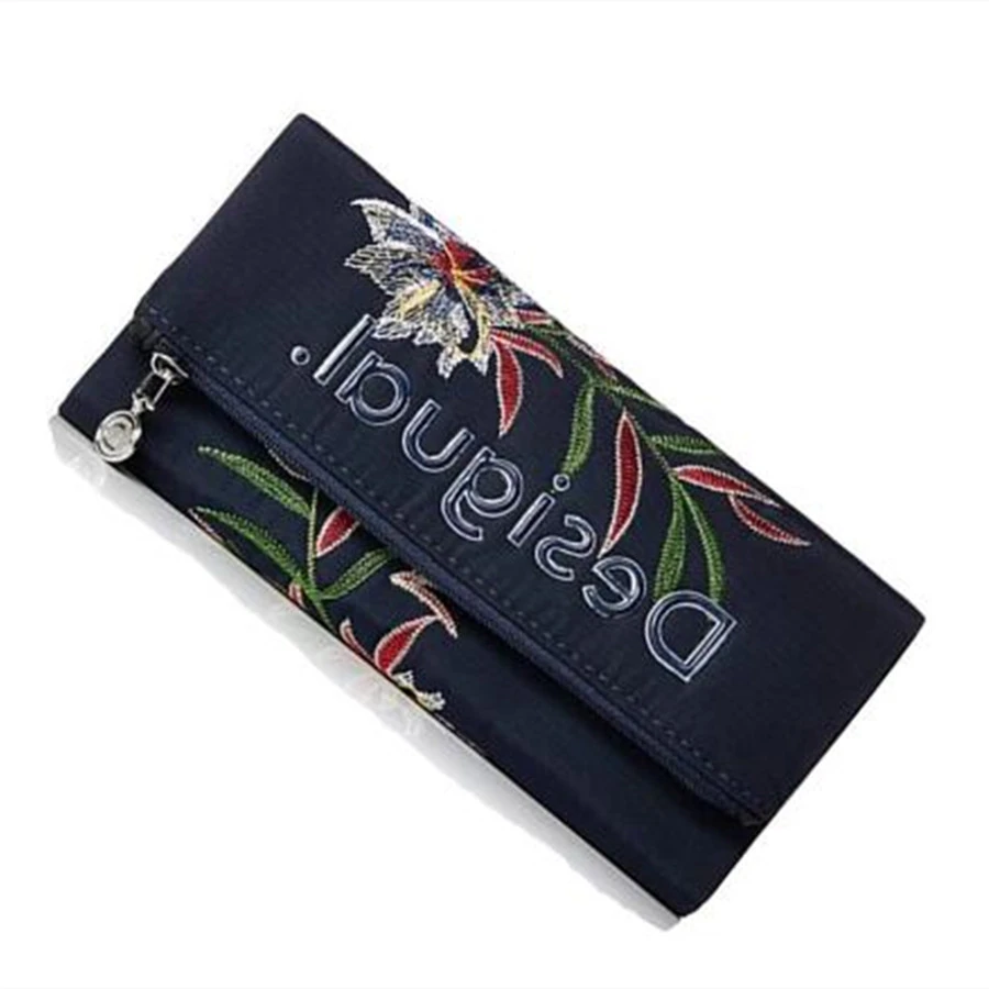 Cartera moda para mujer, monedero bordado, -