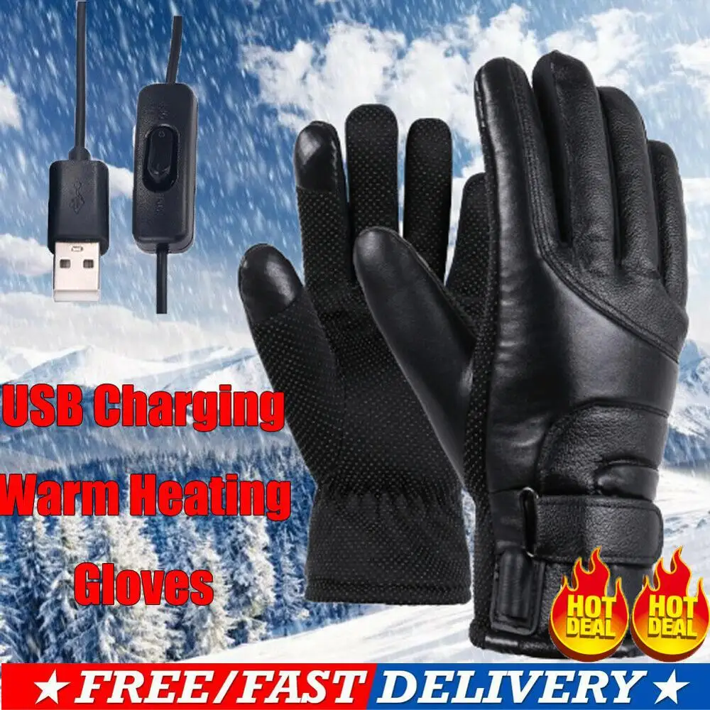 Мотоциклетные Перчатки с электрическим подогревом, ветрозащитные для велоспорта, катания на лыжах, зимние теплые нагревательные перчатки с питанием от USB для мужчин и женщин, спортивные лыжные перчатки