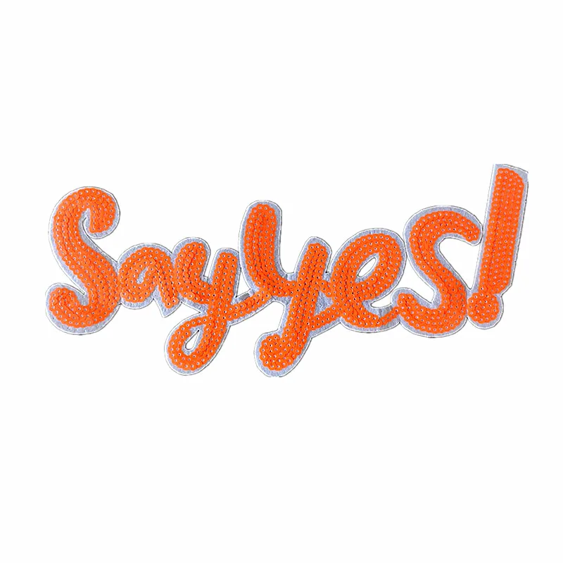 

Say yes! Iron On Patches For Clothing Sequined Orange Sequins Patch Large Biker Strange things Diy Stickers Clothes Christmas