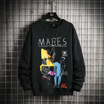 

spring Men's Sweatshirts Fashion Printing Long Sleeve Pullover Comfortable Black White Blue Khaki Red Men's Sweatshir