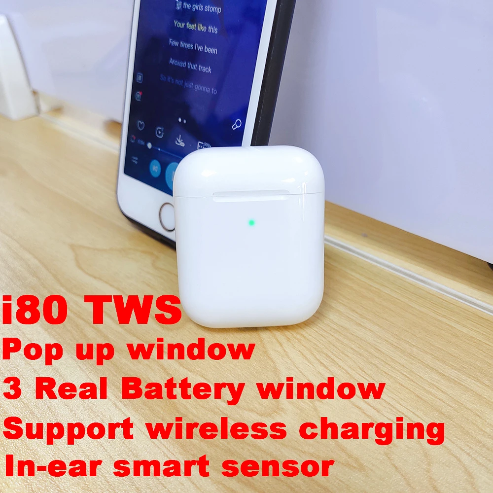 I80 tws супер батарея наушники всплывающие наушники Bluetooth Hifi бас наушники беспроводной сенсорный контроль стерео гарнитура pk i30 i60 wireless headphones for samsung galaxy